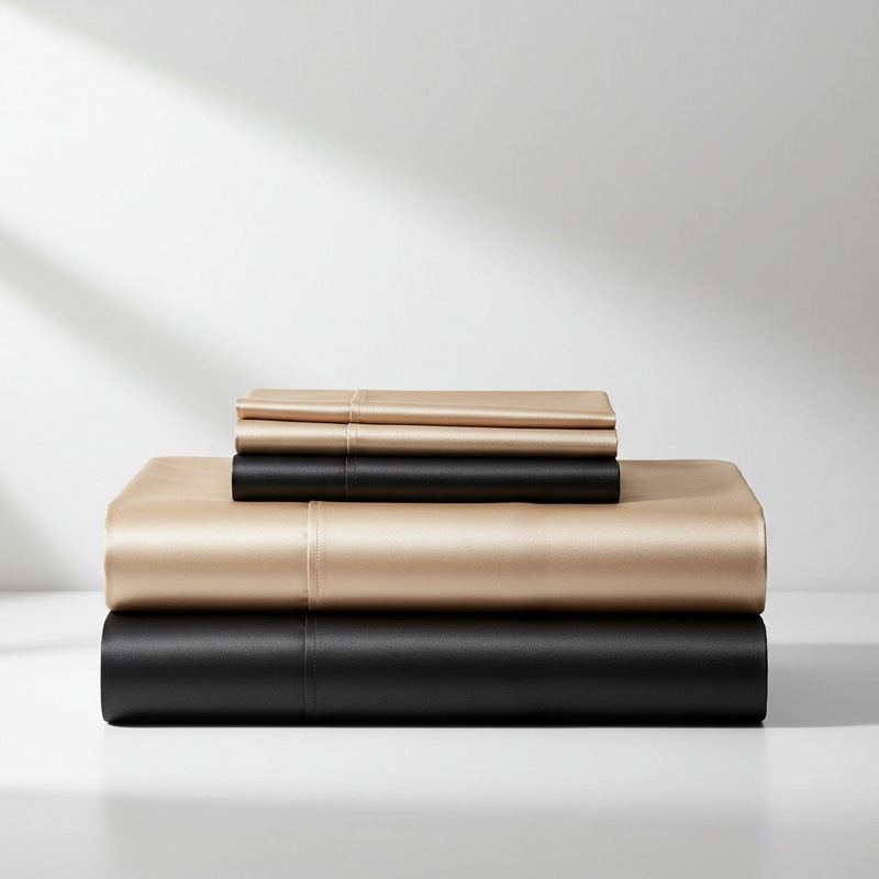 Satin Quilt Cover Black/Champagne Reversible MyDeal