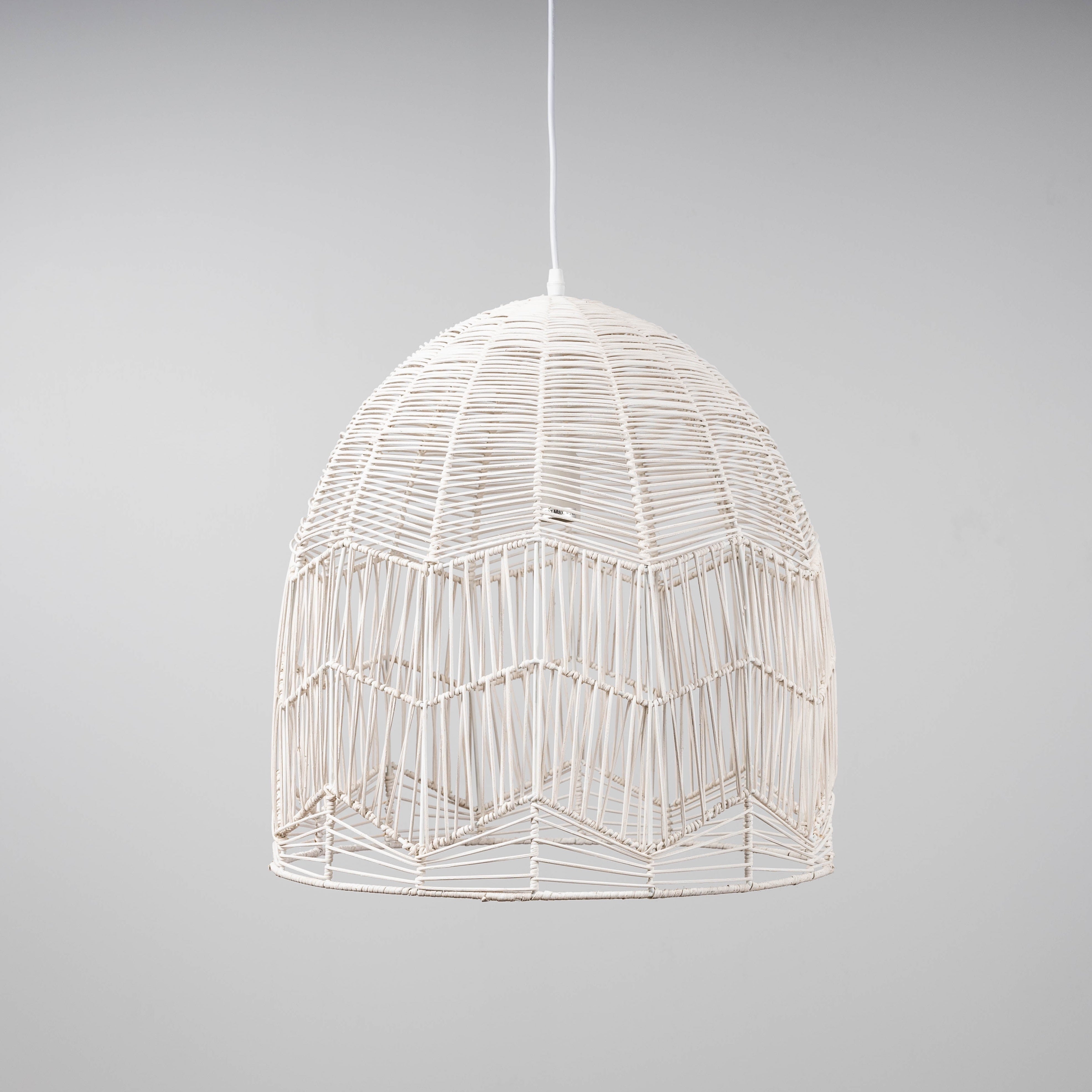 Whitewash Rattan Lace Pendant Light 