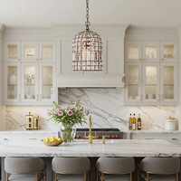 Whitney Dome Glass Crystal Chandelier - Brass