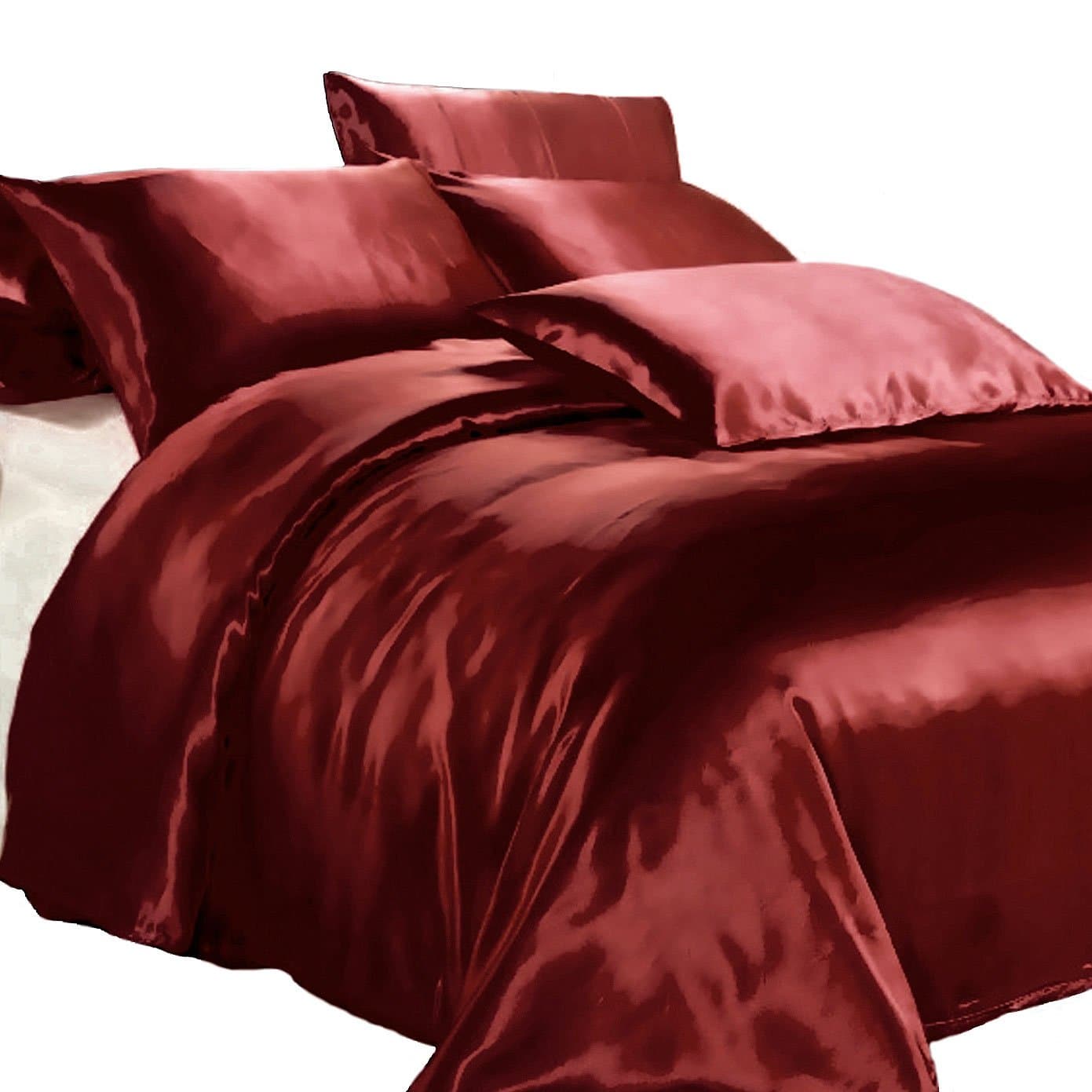Satin Quilt Cover - Wine Red