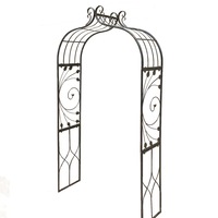 Ornate Metal Garden Arch - Distressed Black