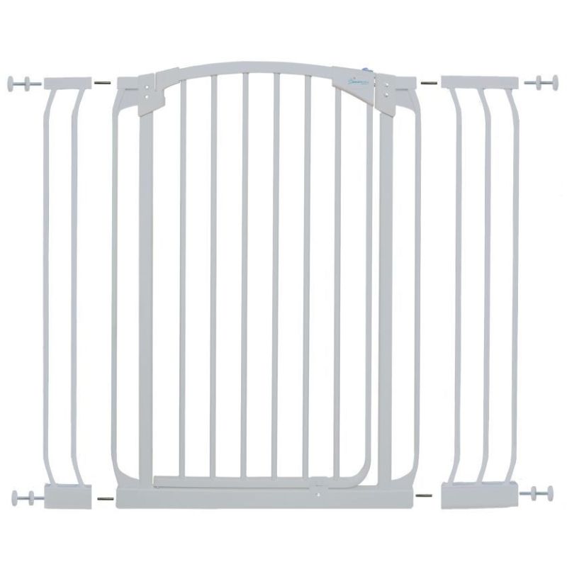 Chelsea Tall White Safety Baby Gate w/ 2 Extensions