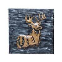 Wall Mounted Deer Handmade Iron Wood 3D