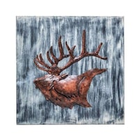 Wall Mounted Reindeer Handmade Iron Wood 3D