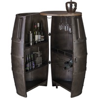 80 Bottle Iron & Wood Barrel Bar Wine Rack Cabinet
