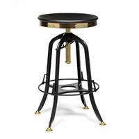 Adjustable & Swivel Indoor Industrial Retro Bar Stool - Gold Black