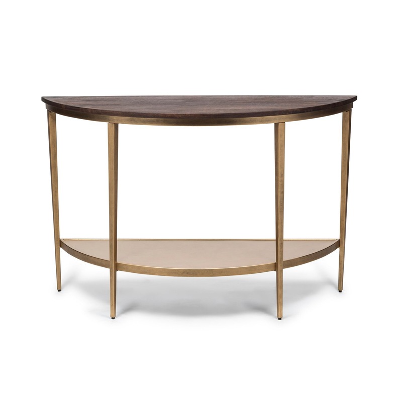 Half Round Iron Hallway Console Table With Wood Top Dark French Brass Mydeal Half Round Iron Hallway Console Table, Half Round Hall Table Nz