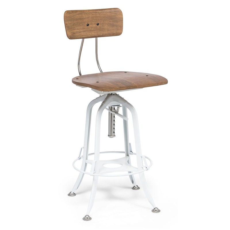 Buy Hamptons Style White Bar Stool Chair Height Adjustable and Swivel