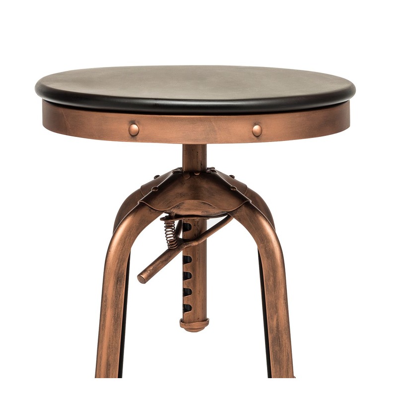 Buy Industrial Height Adjustable Swivel Bar Counter Stool with Wood Top