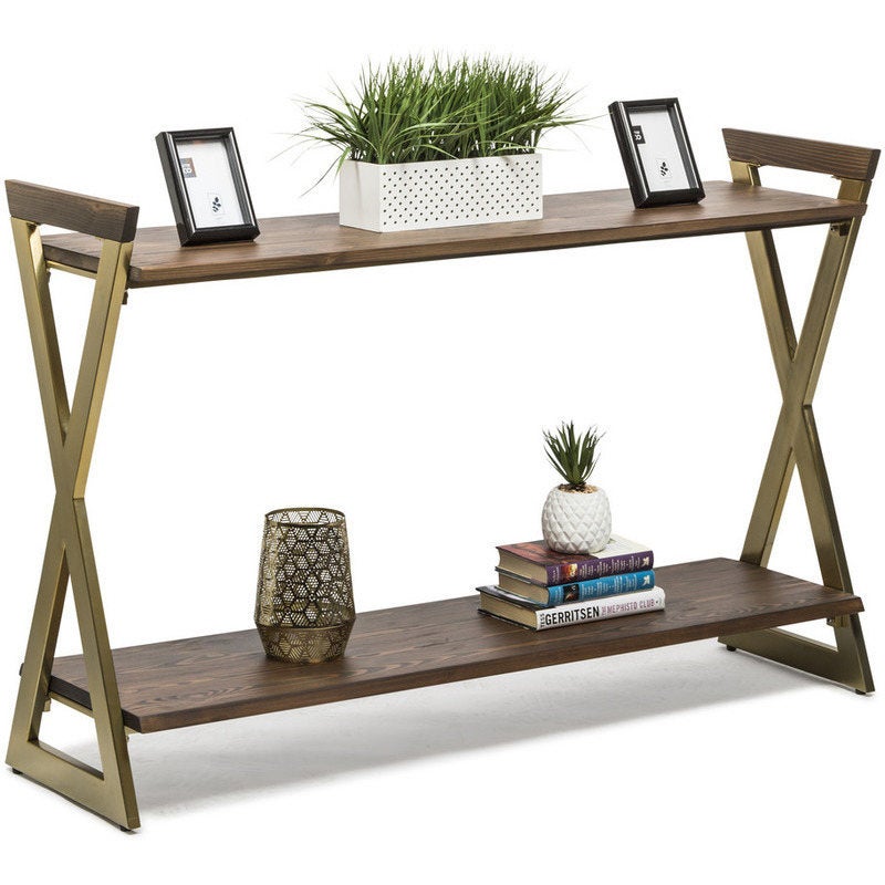 Industrial Style Wood & Iron Entryway Console Table