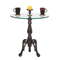 Iron & Glass Round Side Table w/ Candle Holder 68cm