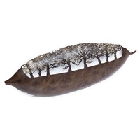 Leaf Shape 3D Metal Wall Art Decor with Tealight Candle Holders