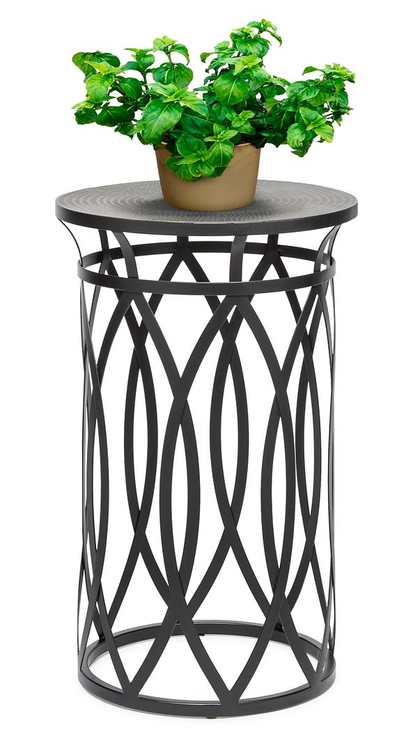 Round Corner Side Table with Cross Designer Legs Engraved Top - Black Gold