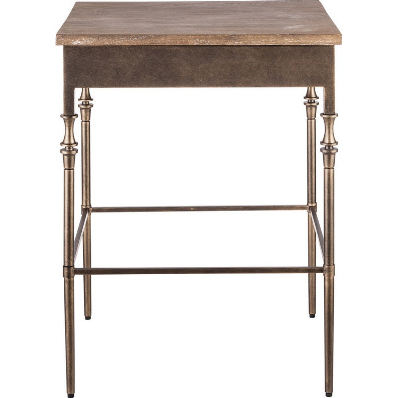 Minimal Rustic Wrought Iron & Wood Side End Table MyDeal