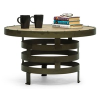Vintage Spiral Iron and Wood Coffee Table