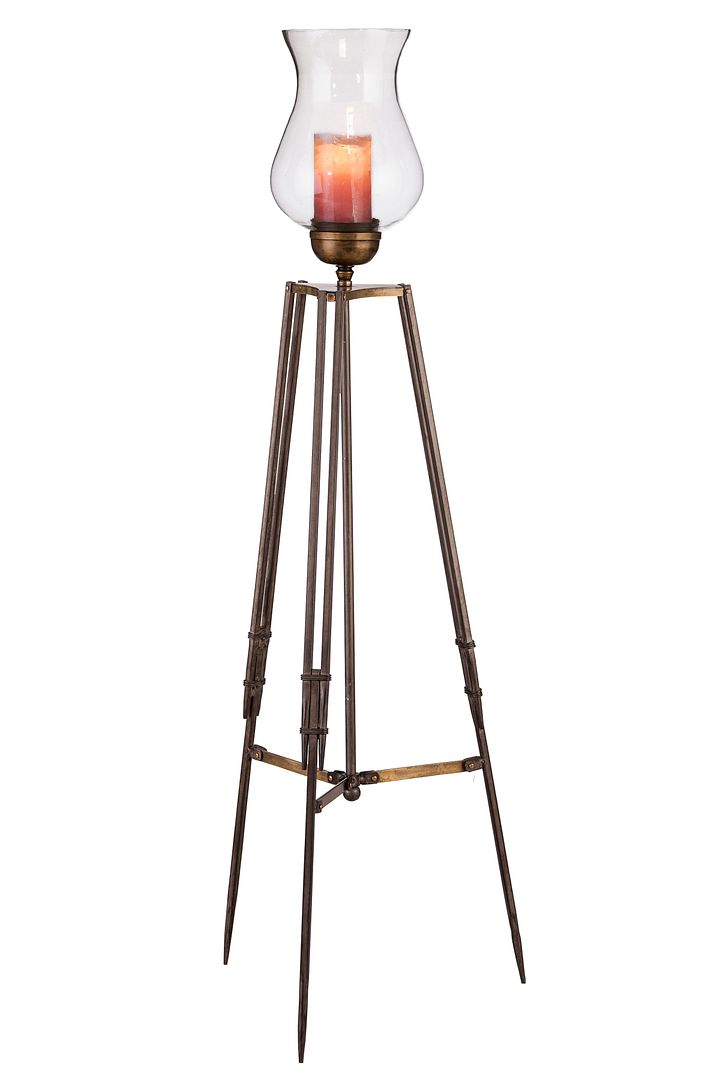 Wrought Iron Glass Tripod Candle Holder Floor Lamp
