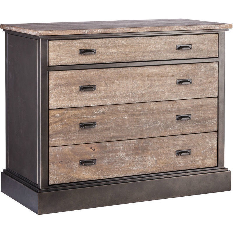 Buy Wrought Iron & Wood 4 Drawer Tallboy Dresser 102cm MyDeal