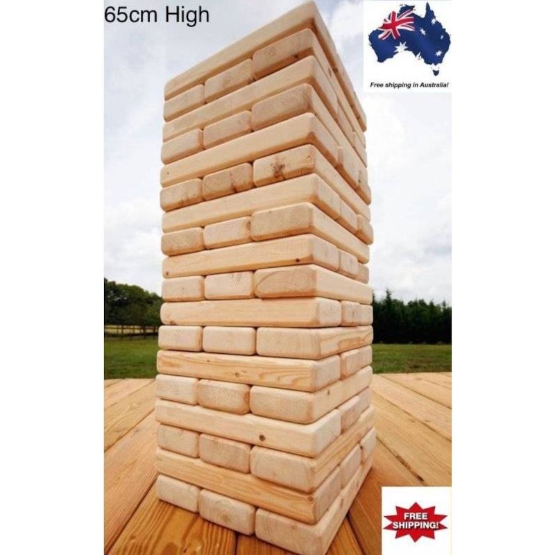 54 Piece Giant Jenga Outdoor Wooden Block Game 63cm - MyDeal