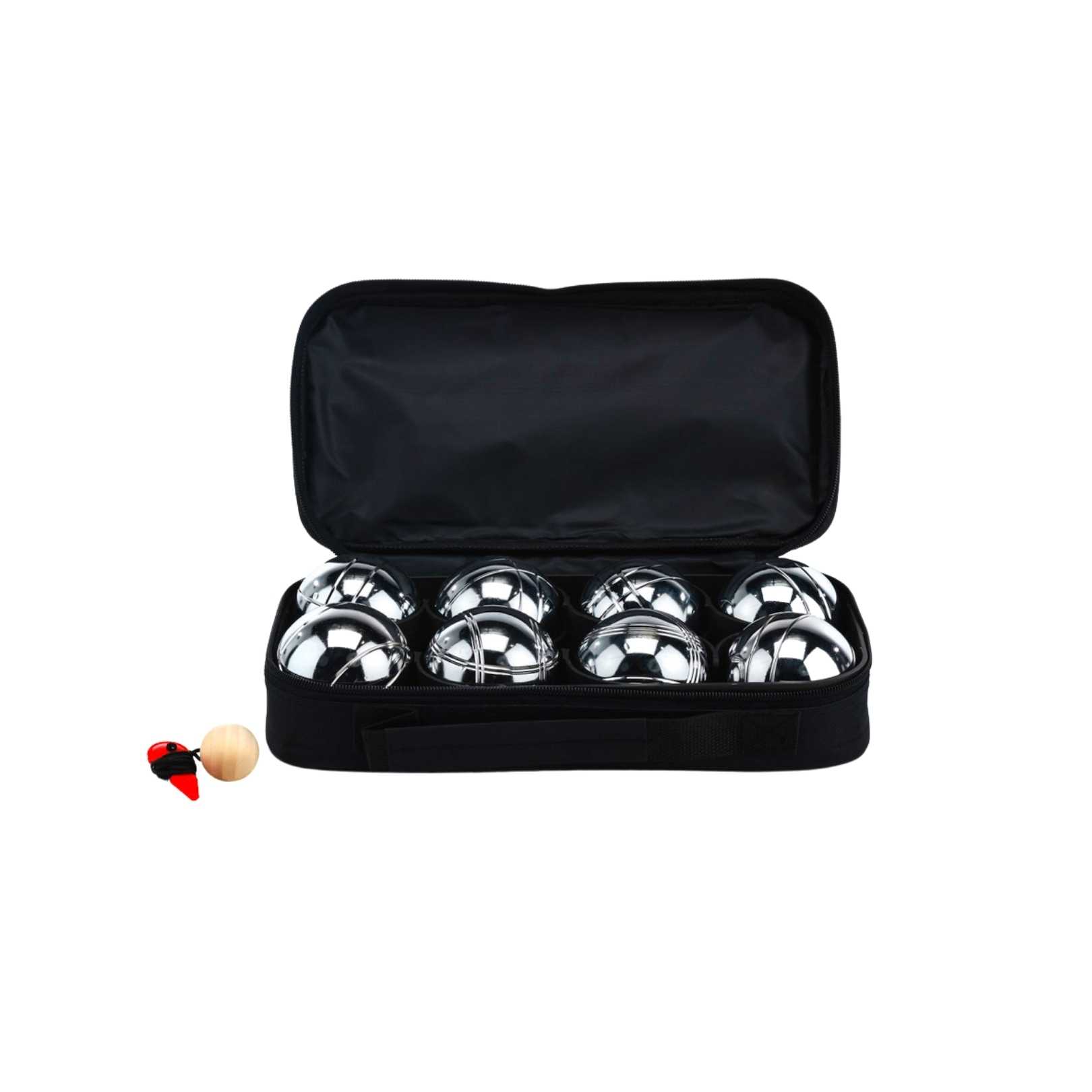 Deluxe 8 Metal Bowls Bocce/Petanque Game Set Silver w/ Rules