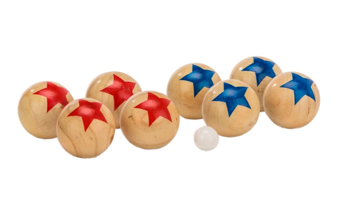 Deluxe 8 Wooden Ball Bowls Bocce Game Set w/ Rules