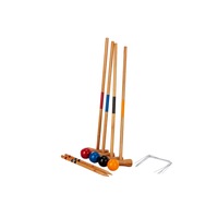 Kid's Wooden Outdoor Mini Croquet Set w/ 4 Mallets