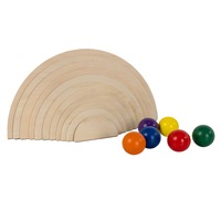Kids Wooden Natural Semi Circles and Rainbow Balls Set
