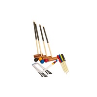 Outdoor Championship Hardwood Croquet Ball Mallet Game 4 Player Set
