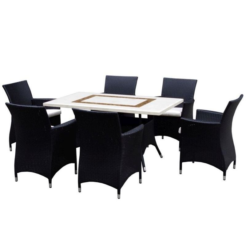 Caesar Stone Wicker Outdoor Dining Set in Charcoal