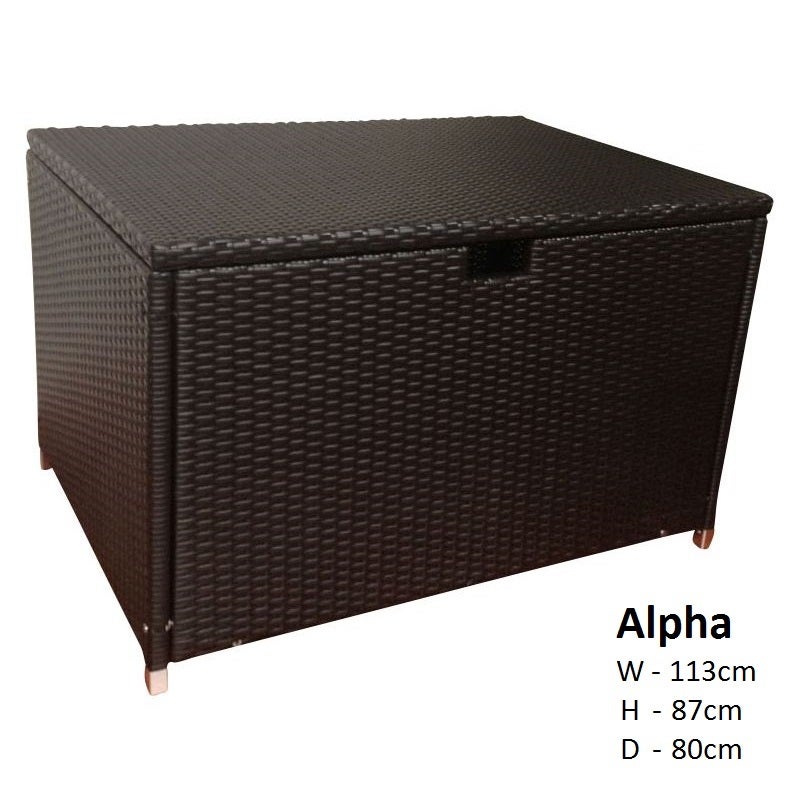 Alpha Large Outdoor Wicker Storage Box in Charcoal