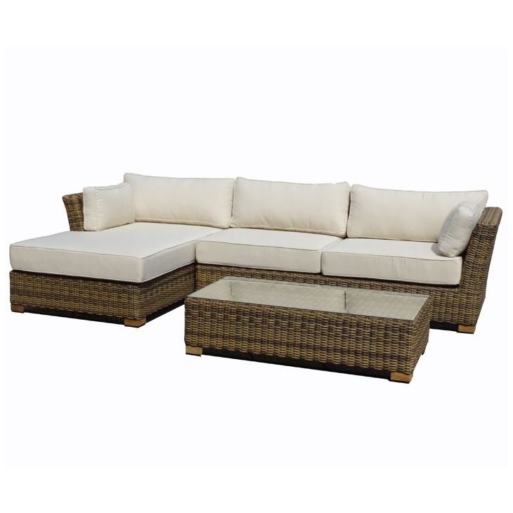 Sumatra Outdoor Lounge Set w/ Left Chaise in Wheat