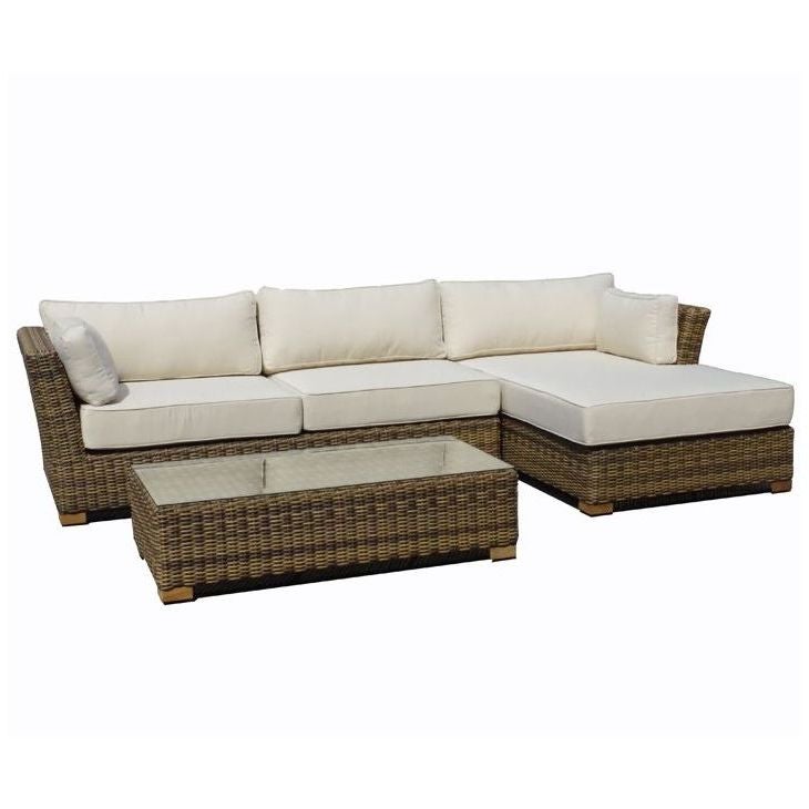 Sumatra Outdoor Lounge Set w/ Right Chaise in Wheat