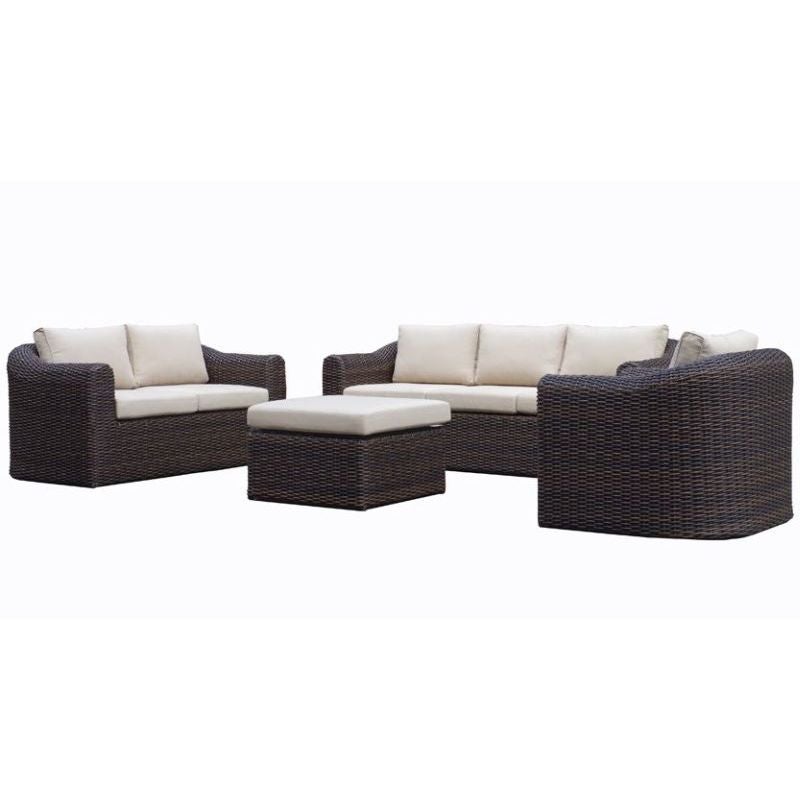 Subiaco Outdoor 6 Seat Wicker Lounge Set in Brown