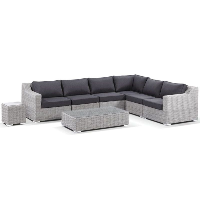 Milano Outdoor 6 Seat Wicker Lounge Set in Grey