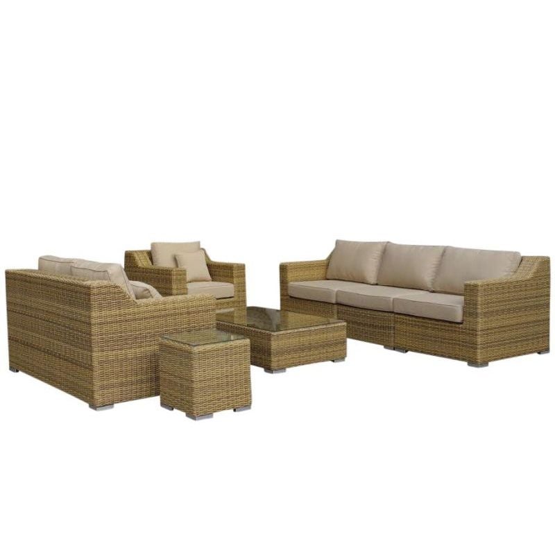 Milano Outdoor 6 Seat Wicker Lounge Set in Sand