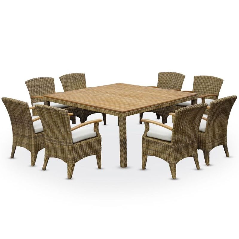 Kai Square Outdoor Wicker Dining Set in Wheat