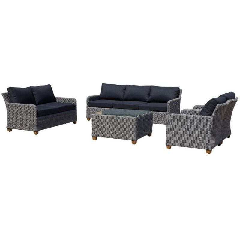Blue Stone Outdoor 7 Seat Wicker Lounge Set in Grey