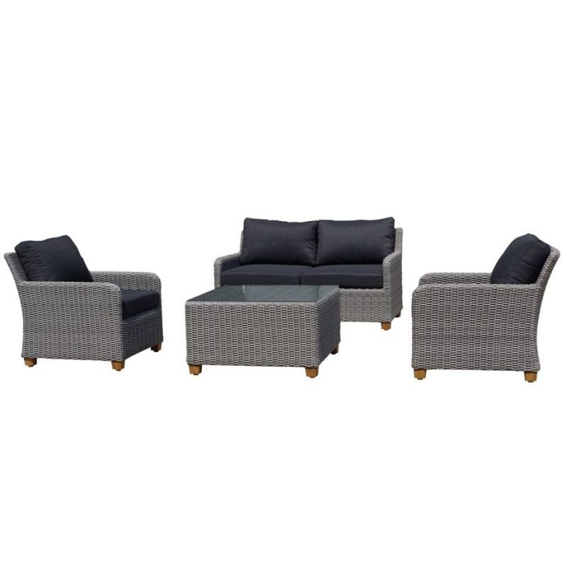 Blue Stone Outdoor 4 Seat Wicker Lounge Set in Grey