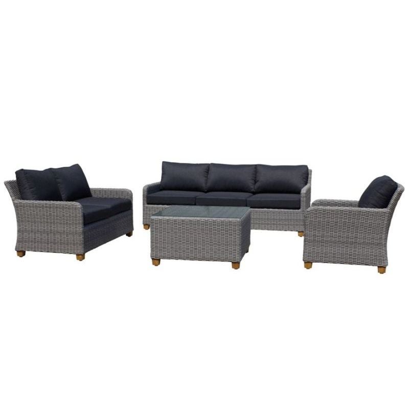 Blue Stone Outdoor 6 Seat Wicker Lounge Set in Grey