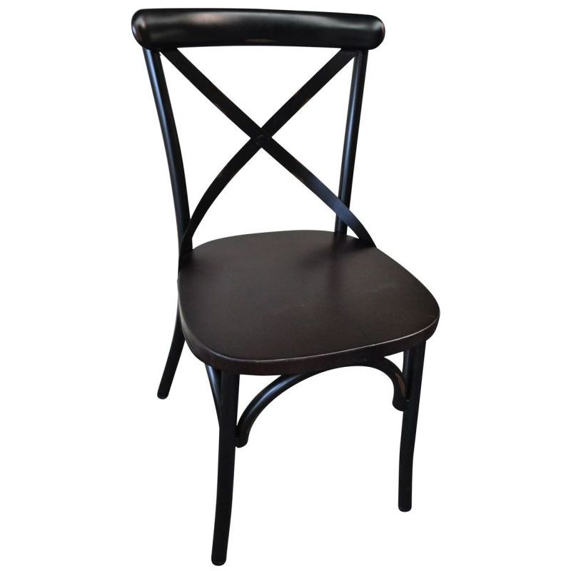 Cross Back Timber Seat Dining Chair in Black