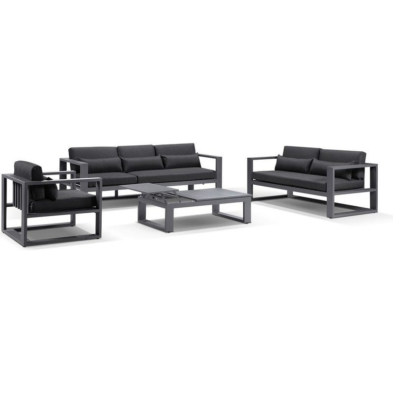 Santorini 4pc Outdoor Lounge Set in Charcoal & Grey