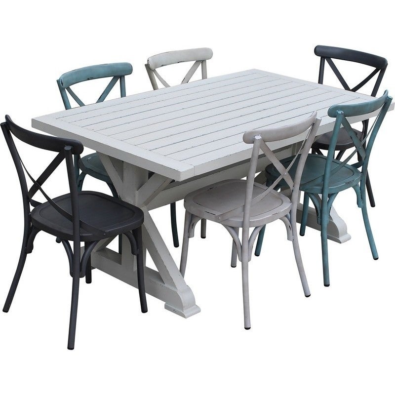 Torquay 6 Seat Outdoor Dining Set w/ X-Back Chairs