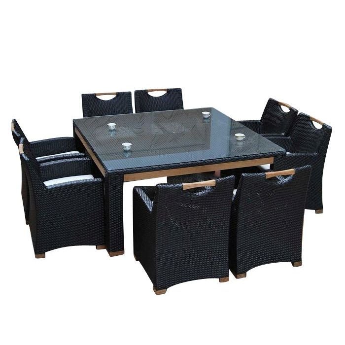 Freedom Outdoor 8 Seat Square Dining Set Charcoal