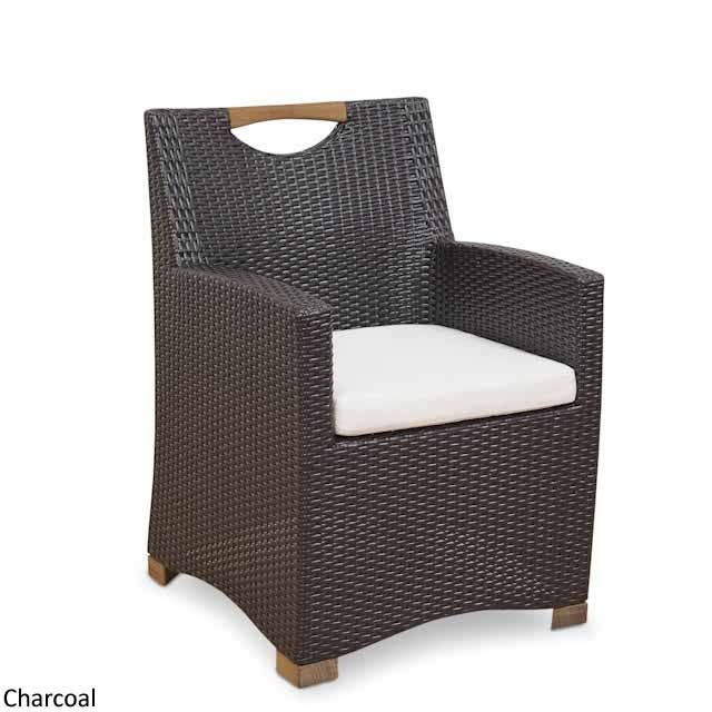 Freedom Outdoor Wicker Teak Chair Charcoal & White