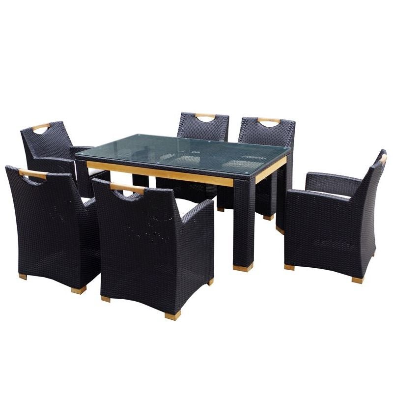 Freedom Outdoor 6 Seat Wicker Dining Set Charcoal