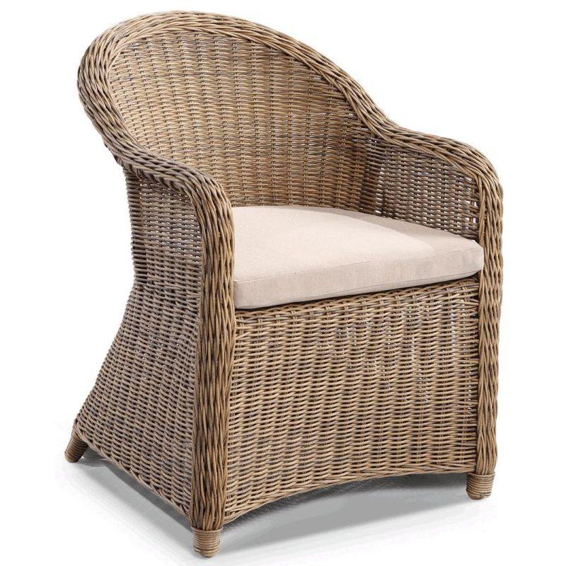 Plantation Outdoor Curved Wicker Dining Arm Chair