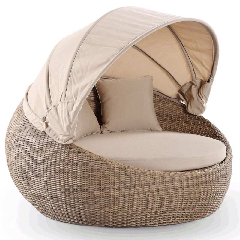 Newport Round Outdoor Day Bed w/ Canopy Wheat