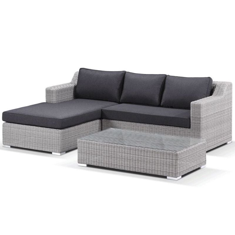 Milano Outdoor Lounge Set w/ Left Chaise in Grey