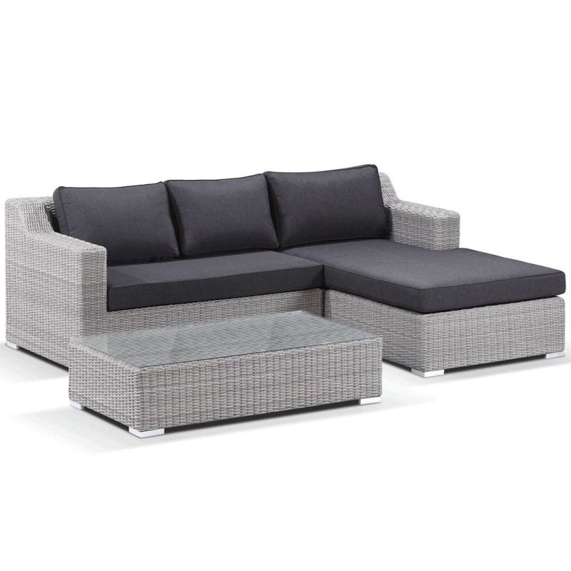 Milano Outdoor Lounge Set w/ Right Chaise in Grey