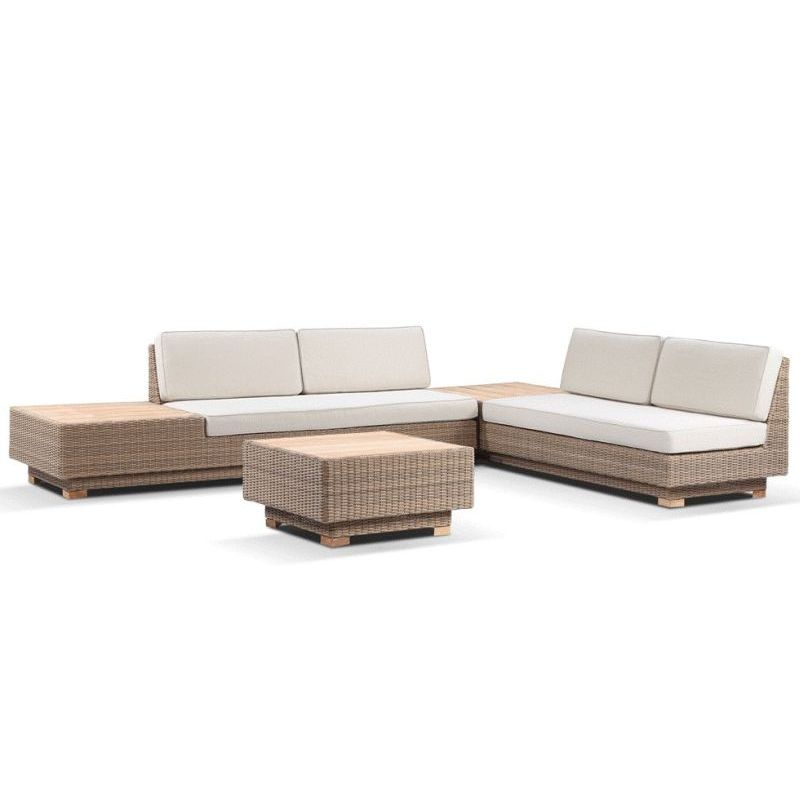 Acapulco Outdoor Lounge Set w/ Built In Teak Tables
