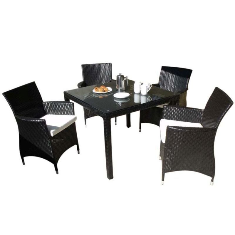 Roman Outdoor Square 4 Seat Dining Set in Charcoal